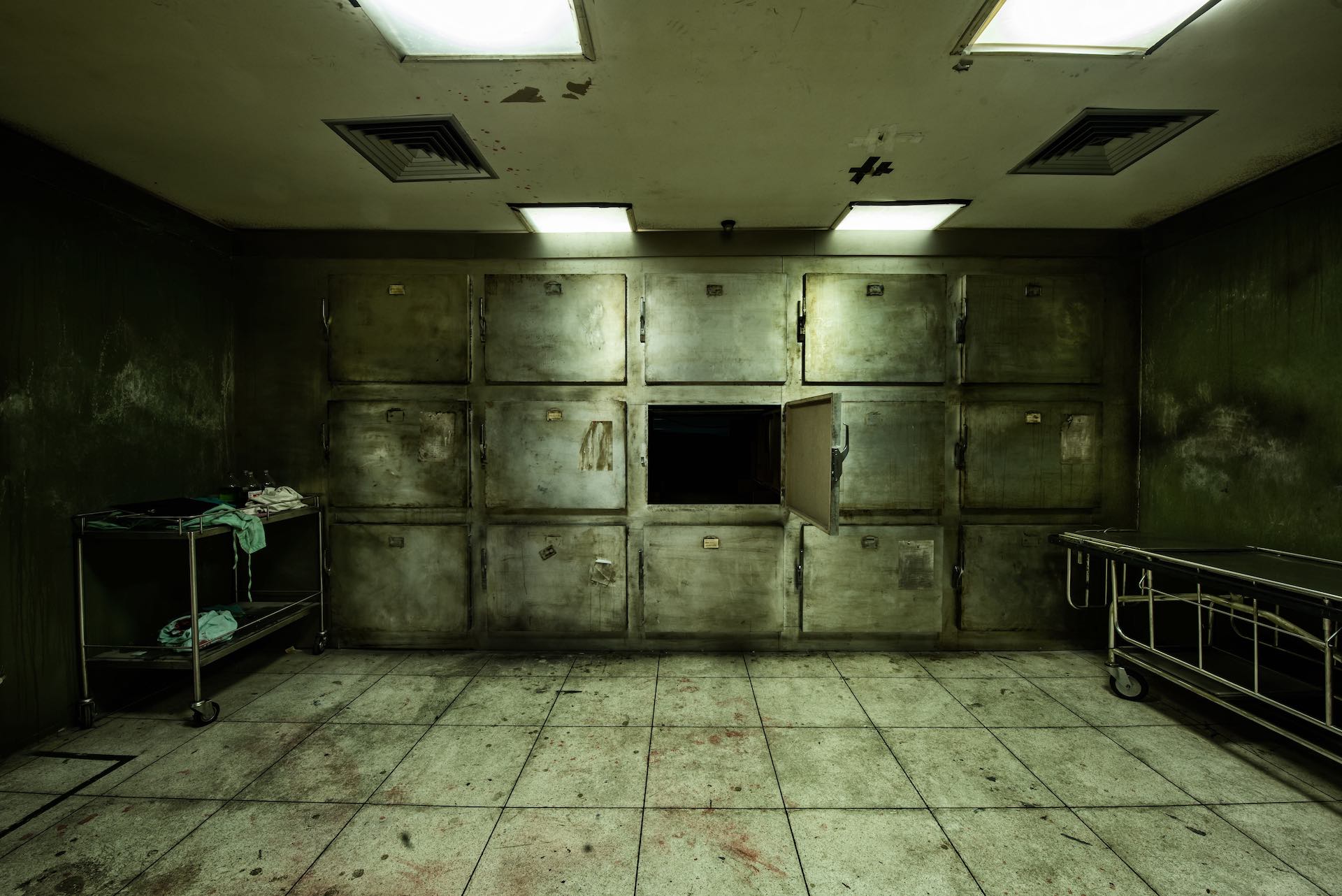 View of dark room abandoned in the Psychiatric Hospital
